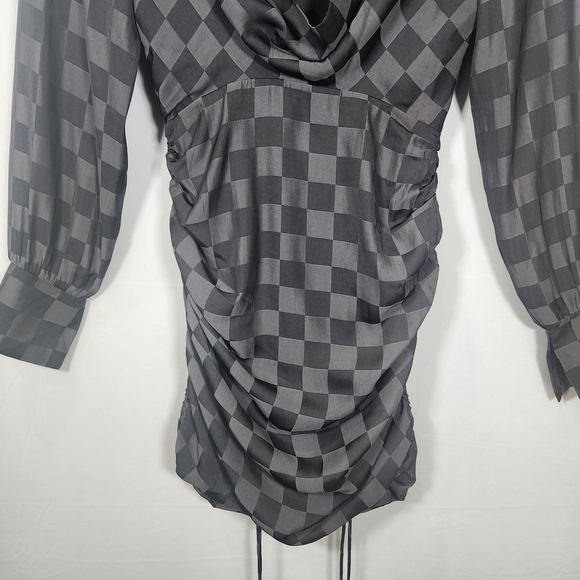 Black Bodycon Wrap Dress with Bishop Sleeves - Picture 3 of 10